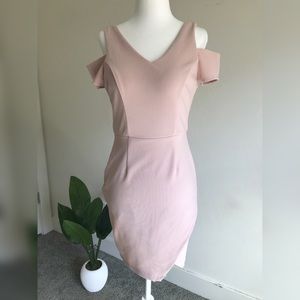 Blush Pink Cold Shoulder Dress